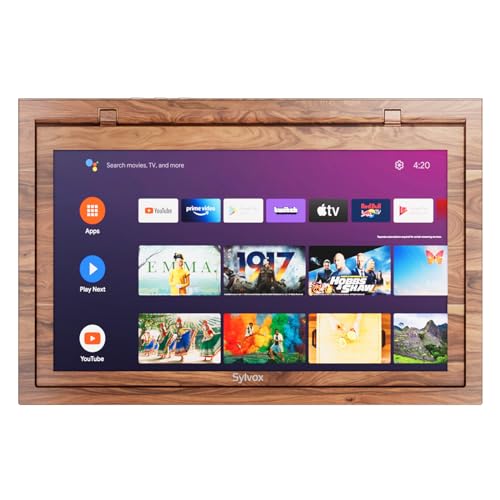 SYLVOX Kitchen TV, 15.6-Inch Under Cabinet Television, 1080P FHD, Smart Google TV OS, 178&deg; Wide Viewing for RV, Bedroom, Boat and More, Mahogany