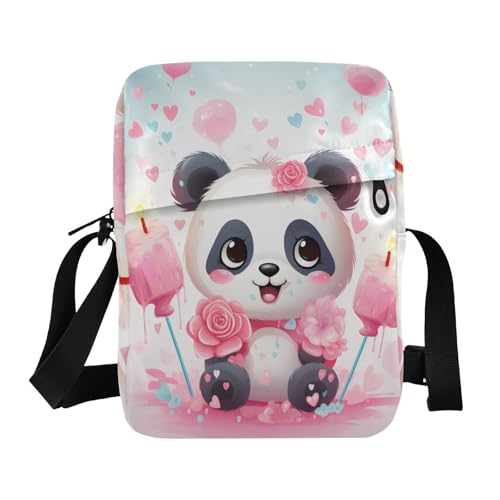 crossbody messenger bag Shoulder Crossover Bag Shoulder Handbag For Travel Adjustable Strap for Casual Casual- Cute Panda Flower