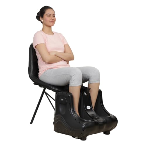 Image of JSB HF04 Corded Electric Foot Calf & Leg Massager Machine for Pain Relief Improving Blood Circulation with Roller, Kneading, Vibration and Heat (AC, Black)