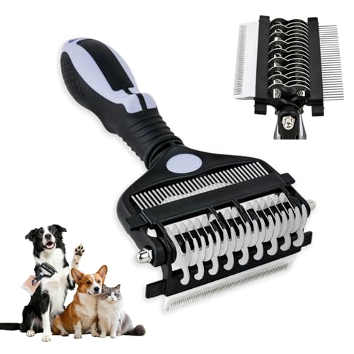 3-IN-1 Pet Deshedding and Grooming Tool, Grooming Brush for Dogs and Cats with Undercoat Rake &...