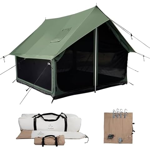WHITEDUCK Rover Canvas Scout Tent with Stove Jack- Waterproof, 4 Season Luxury Outdoor Camping and Glamping Yurt Tent (8' x 9' (2.4 x 2.75 m), Forest Green) Cover