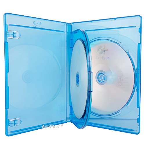 AcePlus Premium Blu-ray Triple 3-Disc Replacement Cases 12mm Thickness with Screen Printed Logo and Wrap Around Clear Plastic Sleeve (1-Pack (Single Case))