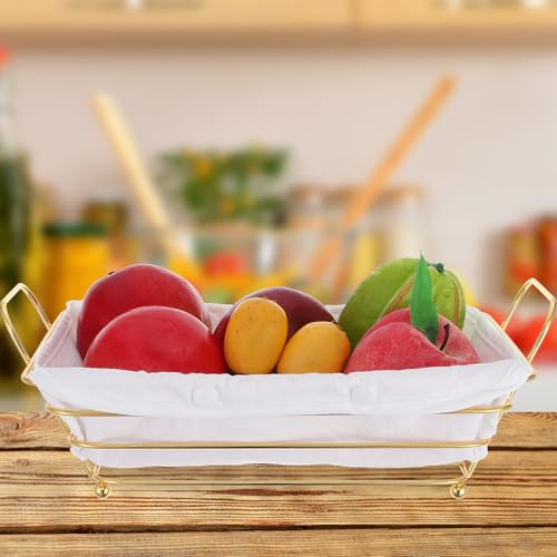 Cesta de metal dorada PLAFOPE para frutas y pan en cocina 7