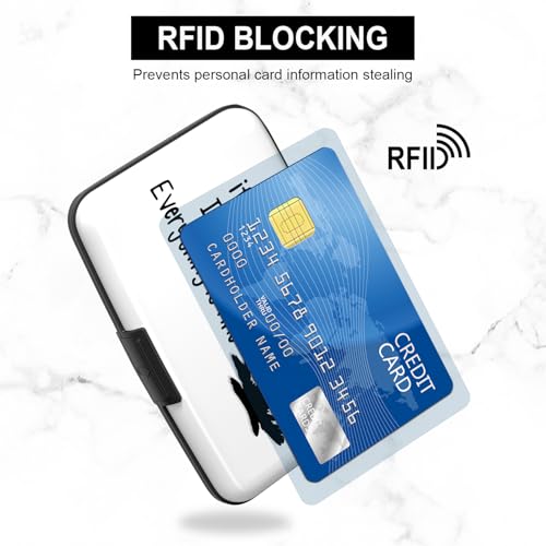 Image of Card Holder Credit Cards Holder for Women RFID wallet women Business Card Holder Wallet Mini Aluminum Card Wallet RFID Blocking Slim Metal Hard Card for Women, Black Cat