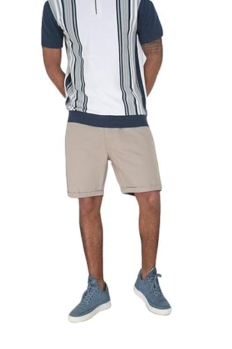 BRAVE SOUL Men Chino Shorts Roll Up Cotton Twill Casual Half Pants Dark Stone - Smith L