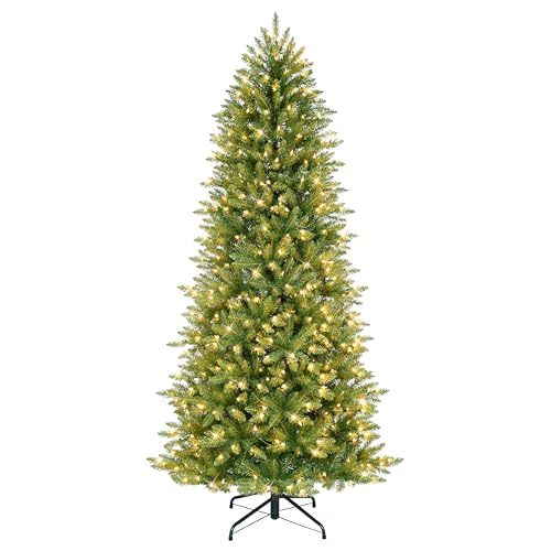 Puleo International 6.5ft Pre-Lit Slim Fraser Fir Christmas Tree with 1125 Clear Lights, 350...