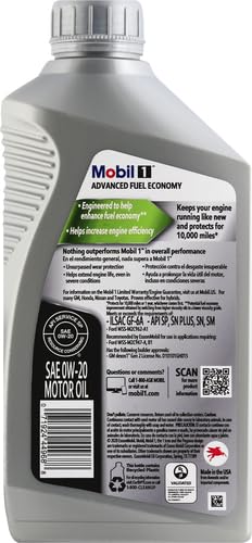 Mobil 1 98KF98 0W-20 Advanced Fuel Economy Synthetic Motor Oil - 1 Quart - Thumbnail 3