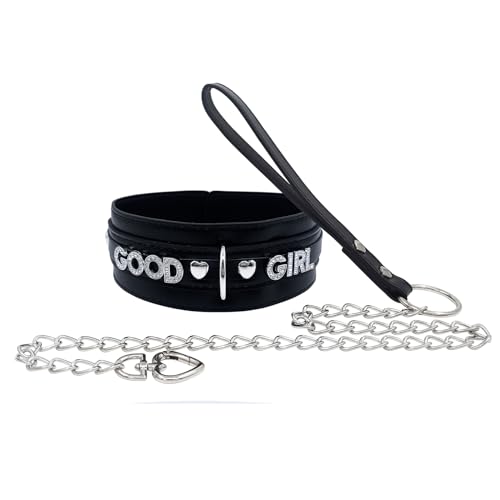 paloli Black Name Choker Necklace and Alloy Leash Chain Set, Adjustable by paloli - Used condition - Image 3