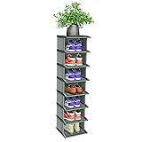 JENDEHO Shoe Rack 8 Tiers, DIY Narrow Stckable Shoes Storage Tall Organizer Vertical Small Entryway Standing Shelf Waterproof Dust Proof
