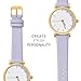 WOCCI 16mm Lug Width, Elegant Watch Band, Genuine Leather Replacement Strap with Gold Buckle (Light Purple)