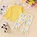 CETEPY Baby Girl Clothes 12 18 Months Fall Winter Fashion Outfits 3pcs Long Sleeve Cute Bear Cartoon Sweatshirt Print Flare Pants Bow Headband Set Yellow 12-18 Months