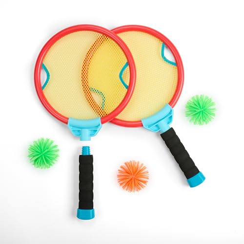 Chuckle & Roar - 2 in 1 Pogo Paddles - Outdoor Volley Play - Two Modes of Play - Includes 2 Rackets - Ages 3 and Up