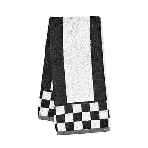 MACKENZIE-CHILDS Hand Towel, Cute Decorative Hand Towel for Bathroom and Kitchen, Black-and-White Courtly Stripe