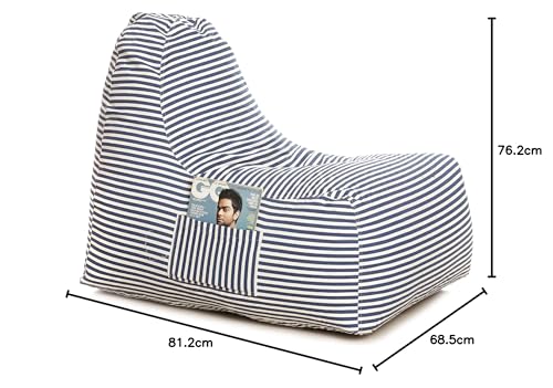 Image of Style Homez Hackey Cotton Canvas Stripes Printed Bean Bag XXL Size Filled with Beans Fillers