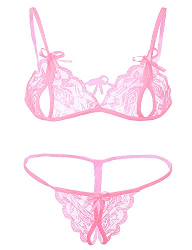 Image of Xs and Os Lace Bra Panty Peek-A-Boo Lingerie Set