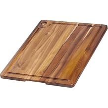 Teak Cutting Board - Square Board With Corner Hole And Juice Canal 8 x 8 x .75 in. - By Teakhaus