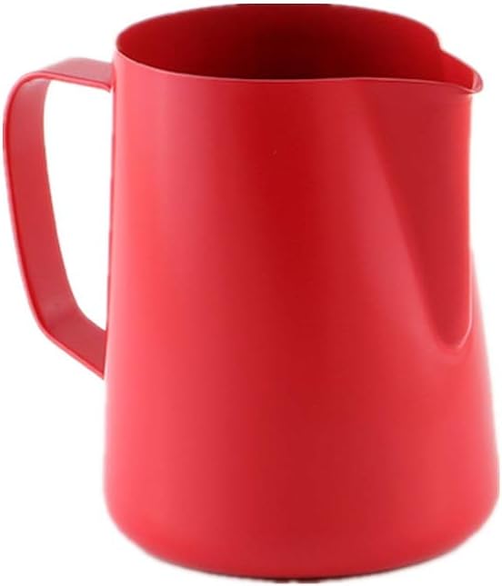 Milk Frother Cup Milk Cup Stainless Steel Milk Pitcher Frothing Jug Measuring Cup for Coffee Latte Art(Red,400ml)