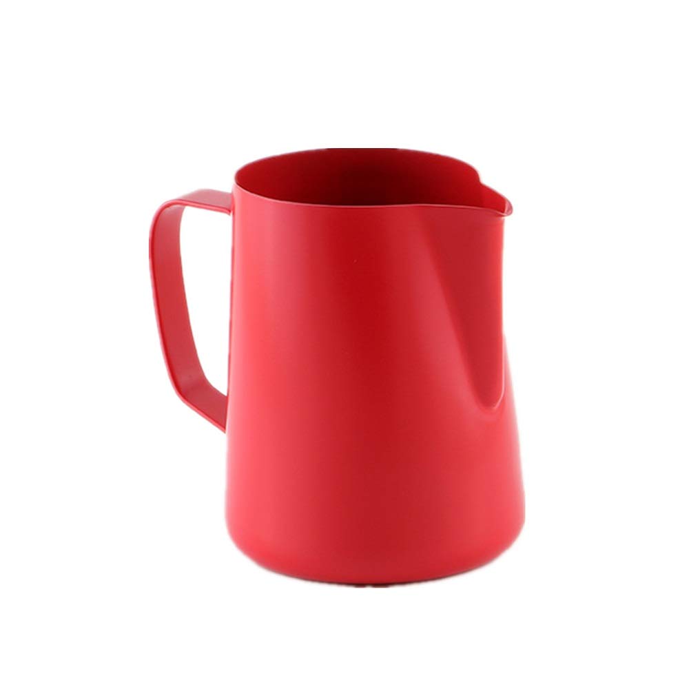 Jarra de leche for espuma Taza acero inoxidable for medidora for café, Latte Art(Red,400ml)
