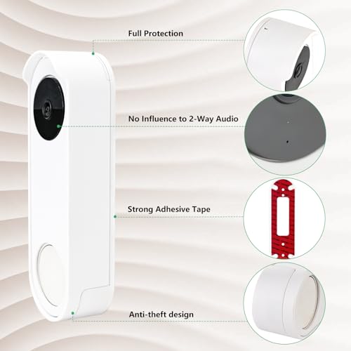 Anti-Theft No Drill Doorbell Mount Compatible with Google Nest Doorbell (Battery), Video Doorbell Door Mount for Apartment, Home, Renters, No Tools Needed and Protect Your Wall