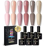 BORN PRETTY UV Nagellack Nude Gel Nagellack Kit UV Lack Shellac Set Nude Grün Rot Rosa Nudefarben Schellack Nagellack Gelnägel Nagelgel Gel Polish 6PCS 10ML
