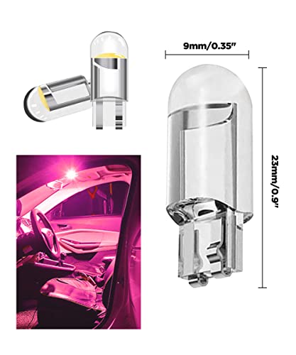 AOCISKA 30PCS 12V 194 LED Light Bulbs,Led Interior Car Light White Led Reverse Lights Day Running Light,168 2825 W5W T10 Wedge COB LED Replacement Bulbs,6000K Error Free Led Bulb Dash Light (Pink)