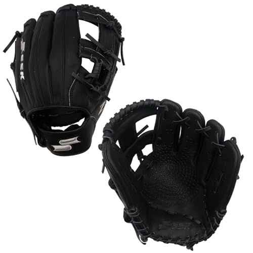 SSK Z5 Craftsman Infield Baseball Glove – 11.25” - 11.5” - 11.75” - 12” – Right & Left Hand Throw (Black/Silver - I Web, 11.75" - Right Hand Throw)