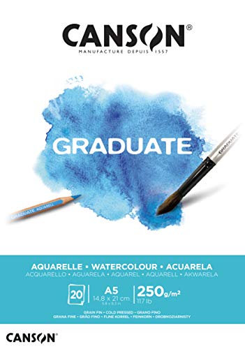 CANSON Graduate Aquarelle - Bloc 20 feuilles A5 - 250g/m²