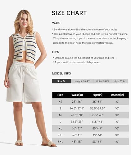 Bermuda court femme lin WILLIT short taille haute avec poches léger