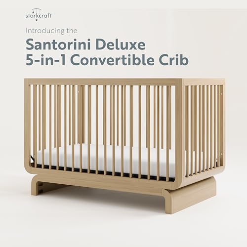 image for Storkcraft Santorini Deluxe 5-in-1 Convertible Crib with Bonus Toddler