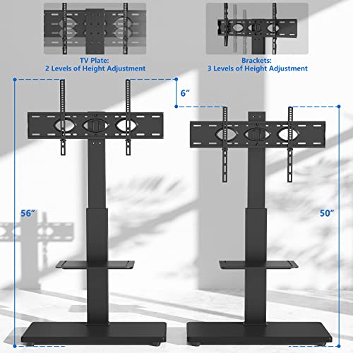 image for Rfiver Universal Swivel Floor TV Stand with Sturdy Wood Base for 40-77
