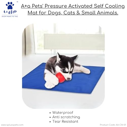 Image of A+a Pets' Pressure Activated Self Cooling Mat for Dogs, Cats & Small Animals | No Water No Refrigeration, Summer Relief | Non-Toxic Pad Stay Cool Indoor & Outdoor (M)
