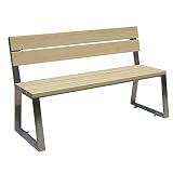 Outdoor furniture Gartenbank im Freien Metallparkbank, 3 Terrassenbänke mit Tischbeinhalterungen aus Holz mit Lattenrost aus Edelstahl, Feuchtigkeitsbeständiger und korrosionsbeständiger
