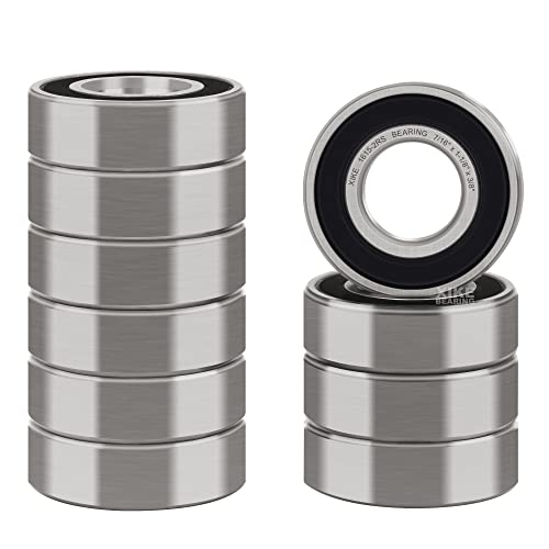 XIKE 10 Pcs 1615-2RS Bearings 7/16" x1-1/8 x3/8", Double Rubber Seals.