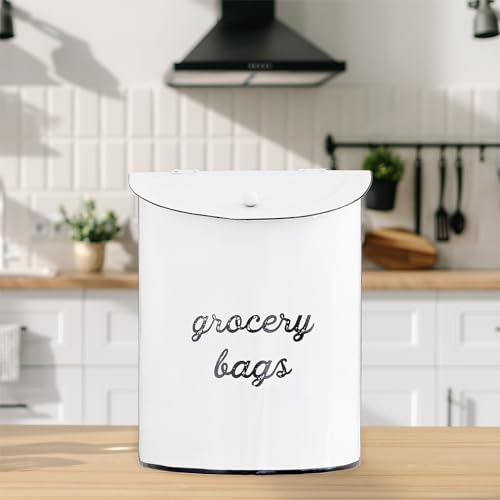 AuldHome-Rustic-Grocery-Bag-Holder-Wall-Mounted-Vintage-Enamelware-Farmhouse-Style-Plastic-Bag-Dispenser-for-Kitchen-or-Laundry-Room AuldHome Rustic Grocery Bag Holder Wall Mounted Vintage Enamelware Farmhouse Style Plastic Bag Dispenser for Kitchen or Laundry Room