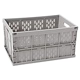 OCDLIVERER Collapsible Firm Storage Bin,Milk Crate and Reusable Folding Moving Box, 17.7 in x 12 in x 9 in, for Auto organizing, Moving, Long Time Storage (PP, Grey, Medium)