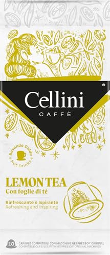 Caffè Cellini Capsules pour thé au citron compatibles Nespresso - 100pcs | Thé noir aromatisé au citron compatibles Nespresso