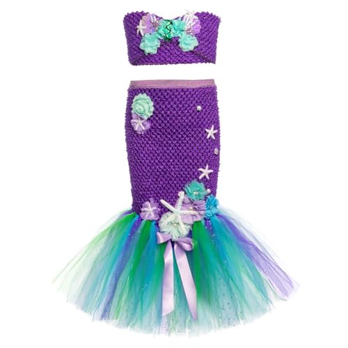 Vhersily Disfraz de sirena para niña, vestido de princesa princesas para cumpleaños, cosplay, carnaval