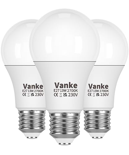 Vanke E27 Screw LED Bulb 100W Equivalent, Warm White 2700K Yellow Light,13W ES Bulbs, Large Screw in Light Bulbs, 1200LM, Non-Dimmable, Pack of 3