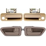 LUJUNTEC Exterior Interior Door Handles,Front Inside Outside Door Handles,Front Driver Passenger Side,Replacement for 1997-2001 for Toyota for Camry,4pcs Golden/Beige Handles Replace