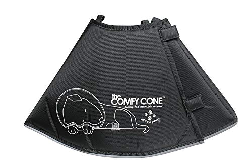 All Four Paws Comfy Cone Pet Cone for Dogs, Cats, Small-Long, Black - Comfortable Soft Dog Cone Collar Alternative for After Surgery, Wound Care, Spay, Neuter - Dog and Cat Recovery Collar