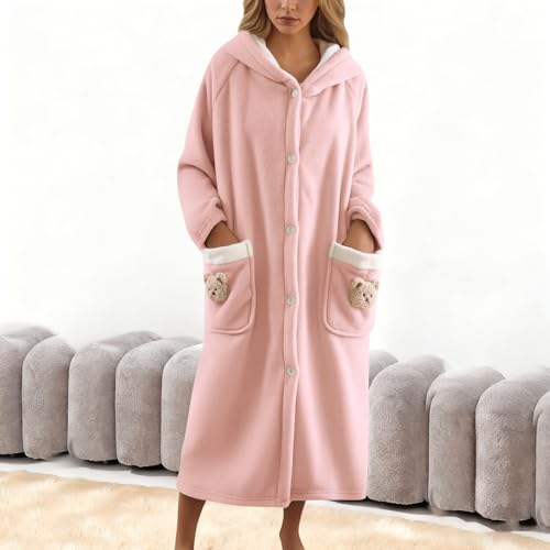 Peignoir en flanelle femme à imprimé ours | Idée cadeau cocooning pour des soirées d'hiver cocoon