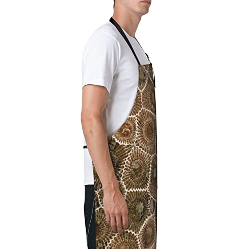 Petoskey Stone Printed Aprons With 2 Pockets Waterproof Durable Adjustable Bib Apron Unisex Apron For Cooking Baking Painting #TOP3