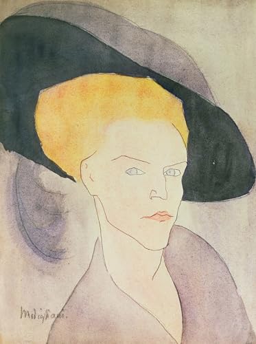 Affiche Modigliani Tête de femme au chapeau poster toile graffiti 60x90cm