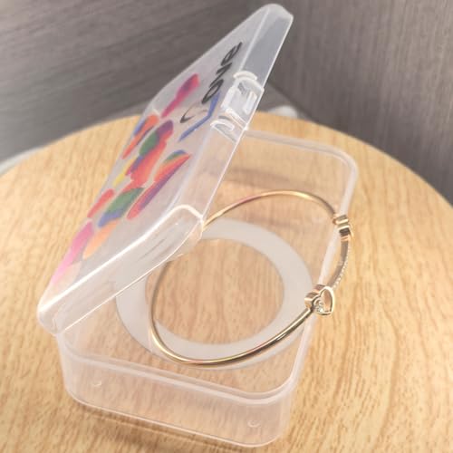 Image of Goodma 12 Pieces Love Hearts Image Pattern Rectangular Plastic Boxes Empty Storage Organizer Containers with Hinged Lids for Small Items and Other Craft Projects, 3.3 x 2.2 x 1 inch (Transparent)