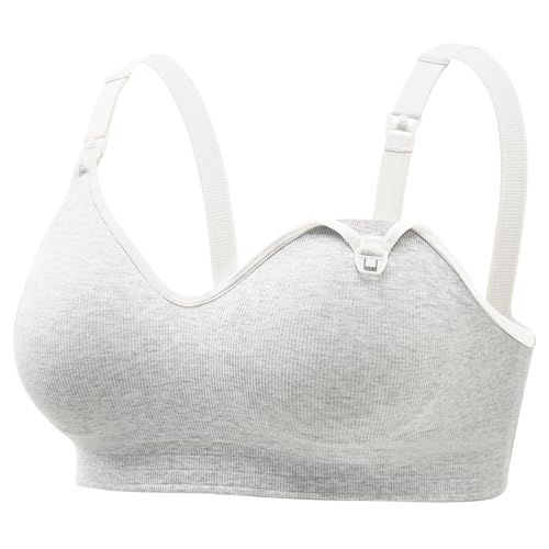 Image of Momcozy Nursing Bras for Breastfeeding, Soft U.S. Cotton Seamless Maternity Bra, Fixed Padding, Wireless Pregnancy