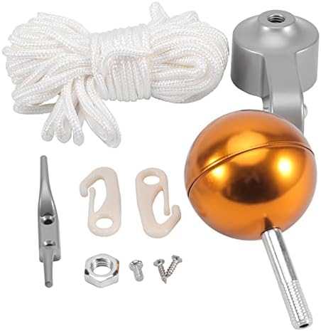 Flag Pole Repair Kit, Flagpole Accessories Kit, 1pc Pulley/Ball/Cleat/Braided Rope,2pcs Screws/Plastic Clips for Most Standard Flags(1)