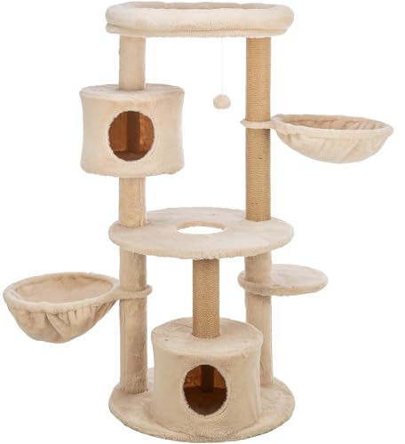 TRIXIE Anna 50-in Cat Tree, Sisal Scratching Posts, Cat Tower with Condos, Hammocks, Platforms, Hanging Cat Toy, Beige