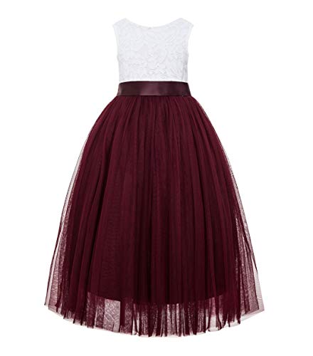 ekidsbridal Scalloped Lace Back Junior Flower Girl Dress Daily Gown Social Events 207R