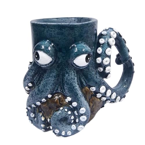 Taza de pulpo oceánico - Taza de pulpo 3D con temática de Cthulhu Tza de estatua divertida y única con forma de pupo | Tza de novela de arte creativo para amantes del mar, entusiastas del té con le