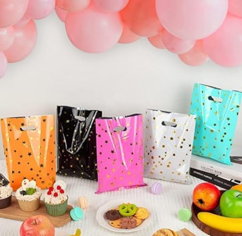 Image of VRB Dec 24pcs Foil Guddy bags, return gift bags for kids birthday, Happy Birthday Party Return Gift Bags For Boys and Girls, Colorful Gift Bags (24pcs Mini Star Design)